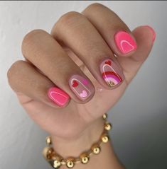 February Nails, Nagel Tips, Nail Designs Valentines, Her Nails, Short Acrylic Nails Designs, Short Nail Designs, Girls Nails, Heart Nails