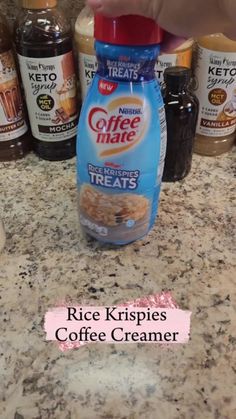 coffee creamer is being used to make rice krispies