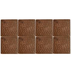 six square brown tile tiles on a white background, each with different patterns and sizes