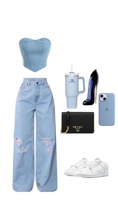 Outfits Azul, Look Legging, Fasion Outfits, Casual Outfits For Teens, Denim Chic