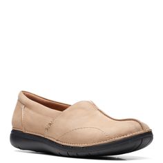 PRICES MAY VARY. Responsibly sourced nougat nubuck uppers Soft foam footbed Breathable leather lining and sock Lightweight EVA outsole absorbs shock Clarks Women's, Leather Slip Ons, Loafers For Women, Slip Ons, Special Features, Loafers, Slip On, Leather