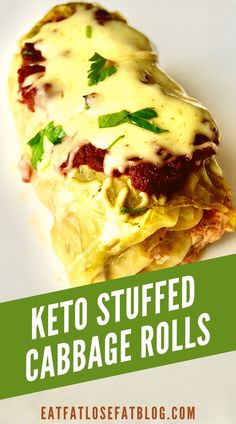 keto stuffed cabbage rolls on a white plate