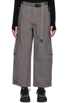 Gray Multi Pockets Cargo Pants by Archival Reinvent on Sale Clothes With Pockets, Urban Parachute Pants With Belt Loops For Outdoor, Functional Nylon Pants With Belt Loops, Urban Parachute Pants For Outdoor With Belt Loops, Utility Parachute Pants With Functional Pockets For Workwear, Nylon Cargo Pants With Multiple Pockets For Streetwear, Functional Streetwear Cargo Pants With Multiple Pockets, Nylon Cargo Pants With Belt Loops For Outdoor Activities, Utility Parachute Pants With Belt Loops For Outdoor