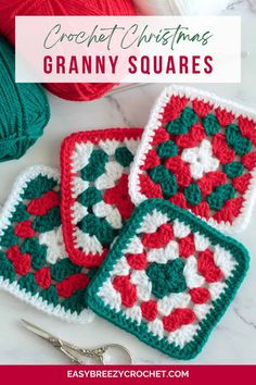 crochet christmas granny squares with text overlay