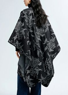 European And American Style Black Jacquard Oversized ShawlMade of fine Cotton Blended.Measurement: 88cm/34.32" * 124cm/48.36". Matches easily with daily hairstyle, dresses & Shirts Black Jacquard Outerwear For Fall, Black Jacquard Outerwear For Winter, Black Jacquard Winter Outerwear, Spring Black Outerwear With Batwing Sleeves, Spring Black Batwing Sleeve Outerwear, Black Oversized Batwing Sleeve Outerwear, Oversized Black Outerwear With Batwing Sleeve, Daily Hairstyles, American Style