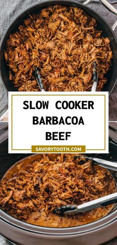 slow cooker barbacoa beef in a skillet