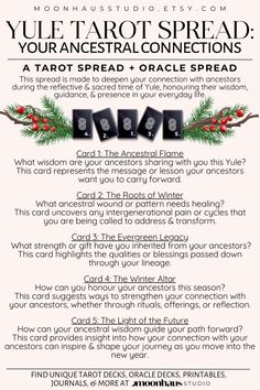 a flyer for the tarot spread with instructions on how to read it and what to do