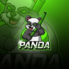 the panda logo is green and black with an image of a bear holding a baseball bat