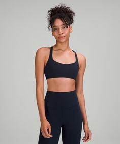 Meet you at yoga This strappy open-back bra is ready for all the ways you move, stretch, and open. Run Training, Free To Be Bra, Dance Leggings, Athletic Clothes, Yoga Gear, Lululemon Sports Bra, B Cup, Womens Bras, Athletic Outfits