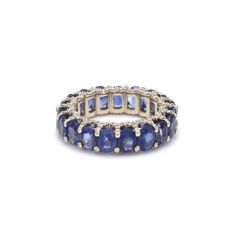 Rings 6 / Yellow Gold / 14K 14K or 18K Gold blue Sapphire and Pave Diamond Eternity Band Diamond Eternity Bands, Bezel Set Earrings, Signature Bracelet, Diamond Stacks, Bridal Diamond Jewellery, Anchor Necklace, Diamond Eternity Band, Bridal Bands, Diamond Charm