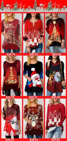 9+ Tops, One costume,For Christmas.Every Fashion  woman wants to look flawless when celebrating this big holiday.I love these casual Christmas day outfits! Sometimes I want to dress for the holiday but NOT wear a dress so these casual Christmas day tops are perfect!#xmas#Christmas#tops#blouse Crismas Outfits Women, What To Wear On Christmas, Christmas Day Outfits, Recipes Lasagna, Recipes Cheesecake, Hummingbird Food, Recipes Rice, Cheap Womens Tops, Christmas Videos