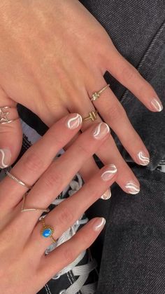 Nice Nail Designs For Short Nails, Cute Nails For Really Short Nails, Clear Nail Art Designs Short, Mail Simple Designs, Short Nail Squiggle Design, Jell Nails Designs Short, Clear Gel Nails Designs Short, Short No Chip Nail Designs, Short Natural Nails With Design