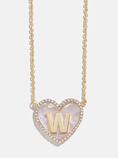 variant:W Initial Heart Necklace, Heart On Your Sleeve, Initial Pendant Necklace, Necklace Heart, Initial Pendant, Heart On, Gold Pendant Necklace, Heart Charm, Heart Necklace