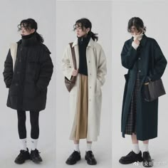 Japanese Fashion Fall Outfits, Korean Street Fashion Women Skirts, Oversized Coat Aesthetic, Nyfw Fall 2023, Korean Woman Outfit, Japanese Winter Fashion Women, Japanese Fall Outfits, How To Layer A Dress, Chinese Winter Fashion