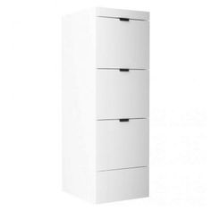 a white cabinet with three drawers on it