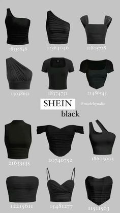 #tops #black #shein Shein Black Outfits, Shein Tops Codes, Shein Finds With Codes, Shein Outfits Black, Id Shein, Shein Codes, Shein Id, Shein Finds, Tops Shein