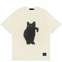 Look At These Pair Of Distinctive Cat Eyes Shown In Our Minimalistic Black Cat T Shirt Here we have the ultimate combination of simplicity in design and the softness of cotton in the form of the Oversized Minimalistic Black Cat T Shirts. With its distinctive cat eye print, this tee screams stylish while keeping things simple. Whether it's paired with jeans, layered under a jacket, or worn as a statemen... Diy Print Shirt, Funky T Shirts, Black Tee Outfit, Cat T Shirts, White And Black Cat, Diy Print, Cat Themed Gifts, Knitted Cat, Eye Print