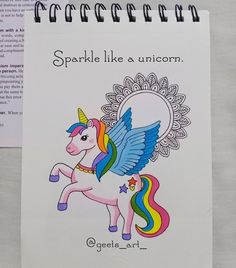 a book with an image of a unicorn on the front and back cover that says sparkle like a unicorn