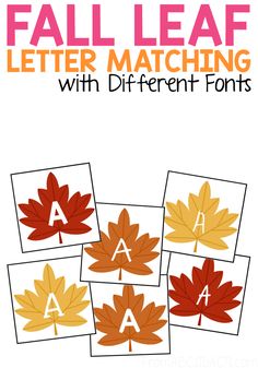 fall leaf letter matching with different font