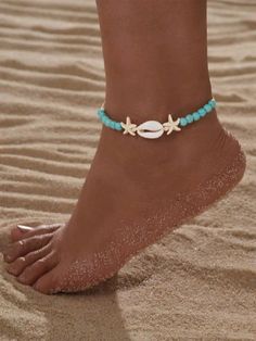 Collar Conchas, Beaded Starfish, Cute Anklets, Handmade Anklets, Beachy Jewelry, Preppy Jewelry, Beaded Ankle, Beaded Anklet, Ankle Jewelry