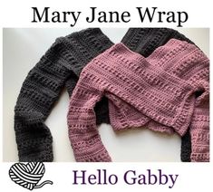 there is a knitted scarf on top of the table with text that reads mary jane wrap