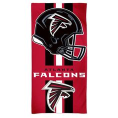 a towel with the atlanta football team on it and an american flag in the background