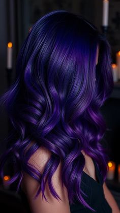 10 Bold Halloween Hair Color Trends to Love Winter Purple Hair, Fantasy Hair Colors, Hair Color Full Head, Blueberry Hair Color, Purple Rain Hair, Blue And Violet Hair, Northern Lights Hair, Purple Dyed Hair, Orchid Hair Color