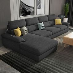 L Shape Couch Living Room Layout, L Shape Sofa Living Room Modern Luxury, L Shaped Sofa Designs, Grey Sofa Living Room, 3 Piece Sectional Sofa, Luxury Sofa Design, Sofa L, Corner Sofa Design