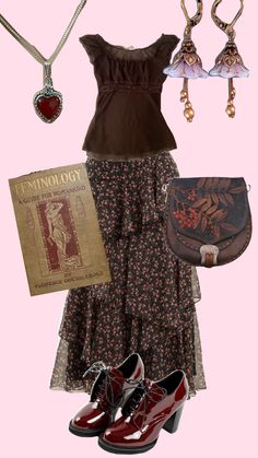 🤎🌷🤎 #outfit #outfitinspo #cute #feminine #flowers #longskirt Flower Outfit Aesthetic, Floral Maxi Skirt Outfit, General Clothes, Feminine Flowers, Maxi Skirt Outfit, Maxi Skirt Outfits, Cloth Flowers, Floral Maxi Skirt, Skirt Outfit