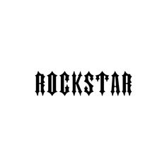 the word rockstar is written in black on a white background