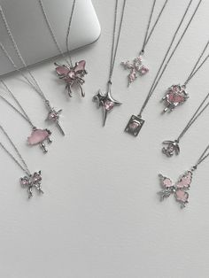 ✦Y2k Pink Heart Necklace, 2k Pink Butterfly Necklace, Y2k Pink Silver Necklace, Y2k Pink Crystal Aesthetic Necklace, Cross Chain Necklace, Star Necklace,Heart Necklace,Butterfly Necklace, Jewelry Gift for her Those necklaces are super simple, minimalistic and still hold the perfect amount of class! Wear them with literally anything and they will work! A go-to for the everyday! ✦Size✦ Necklace length: approx 46cm-50cm ✦Packaged with love and care! ✦Canadian based ✦orders will be sent UNTRACKED vi Pink Silver Aesthetic, Trendy Pink Butterfly Necklace For Gift, Trendy Pink Butterfly Necklace Gift, Y2k Heart-shaped Necklace For Gifts, Pink Y2k Jewelry As Gift, Y2k Clavicle Chain Jewelry As Gift, Y2k Style Clavicle Chain Jewelry As Gift, Pink Crystal Aesthetic, Pink Heart Necklace