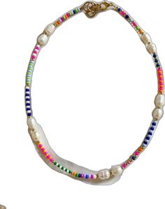 Trendy Multicolor Pearl Jewelry, Trendy Multicolor Pearl Necklace, Trendy Multicolor Pearl Necklace Gift, Trendy Multicolor Pearl Necklace For Gift, Adjustable Multicolor Pearl Jewelry, Adjustable Multicolor Pearl Necklace For Beach, Trendy Multicolor Pearl Necklace With Charm, Trendy Multicolor Pearl Necklace With Colorful Beads, Adjustable Multicolor Pearl Chain Jewelry