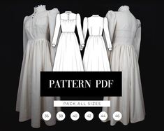 three dresses with different styles and sizes for women to wear in the same dress pattern