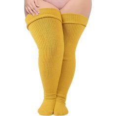 Specifications: Free Tight Straps& Adjustable: Say goodbye to that sticky adhesive, Say goodbye to droopy sock syndrome, Say goodbye to roll down and embarrassment. They will lock those plus size thigh highs in place precisely on your legs, and you can use this straps to secure our plus size thigh high socks to any length you want. Extra Soft & Breathable: We use up to 60% Acrylic Yarn fabric to equip these socks with great elasticity, soft, breathable and comfortable. These thigh high socks plu Yellow Stretch Thigh-high Legwear, Yellow Stretch Thigh High Legwear, Mens Winter Socks, Thigh Socks, Thigh High Socks, Winter Socks, Long Socks, Stylish Plus, Versatile Outfits