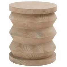 a wooden stool made out of wood with three sections stacked on one side and the other end