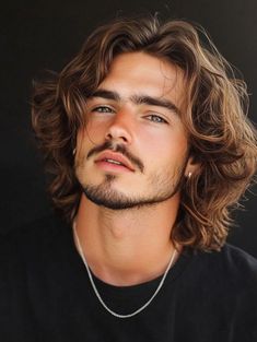 #hair #hairstyle #haircut #hairstylist #haircolor #hairfashion #haircare #hairideas #hairinspo #hairporn #boyshairstyle Wavy Male Hair, Hair Ideas For Men, Gentleman Haircut, Shoulder Length Waves, Long Layered Cuts, Beard Fade, Men Hairstyle, Medium Brown Hair, Mens Hairstyles Thick Hair