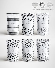 black and white paper cups with polka dots on them