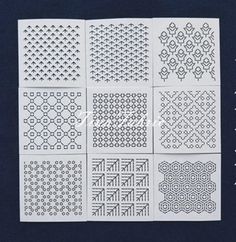 four different patterns are shown in white paper