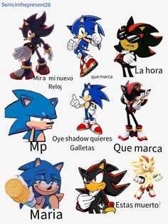 an image of different types of sonic characters