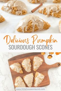 delicious pumpkin sourdough scones with frosting on top