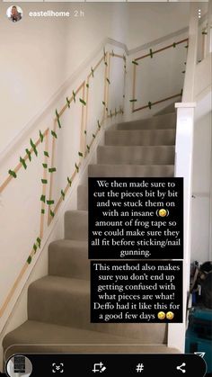 the stairs are decorated with christmas lights and garlands for holiday decor, as well as an instagram