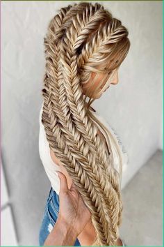 Fishtail Braids Boho Wedding Hairstyle Fairy Braids Hairstyles, Fairy Braids, Braids Boho, Holographic Hair, Wedding Hair Styles, Peinados Hair Styles, Fishtail Braid Hairstyles, Fishtail Braids, Pretty Braids