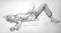 a drawing of a person laying on the ground