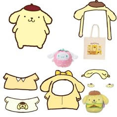 various baby items are shown on a white background, including bib, hat, diaper and teddy bear