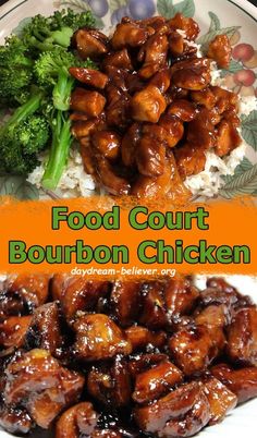 this is an image of food court bourbon chicken