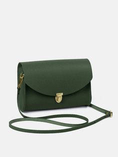 Large Pushlock Dark Green Handbag | Cambridge Satchel Co. Quintessentially British, British Country, Large Crossbody Bags, Green Handbag, Leather Product, Green Purse, Racing Green, Colour Inspiration, Brown Handbag