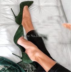 Green Suede Leather Stiletto Heel Pumps Red Patent Leather Shoes, Champagne Shoes, Heels Green, Formal Dress Shoes, Large Size Womens Shoes, Thick Heel Shoes, Boots For Short Women, Platform High Heel Shoes, Suede High Heels