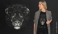 Realistic lion portrait t-shirt design Lion Portrait, Email Template Design, Portfolio Design Layout, Abstract Graphic, Merch Store, Shirt Template