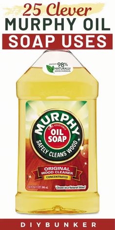 a bottle of murphy's soap with the words murpup oil uses on it