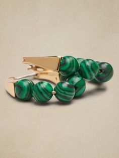 Stone Bead Huggie Earrings | Banana Republic Factory Bold Metal Jewelry For Everyday, Chic Green Metal Jewelry, Modern Green Everyday Jewelry, Chic Green Hoop Jewelry, Banana Republic Factory, Huggie Earrings, Huggies Earrings, Stone Beads, Statement Pieces